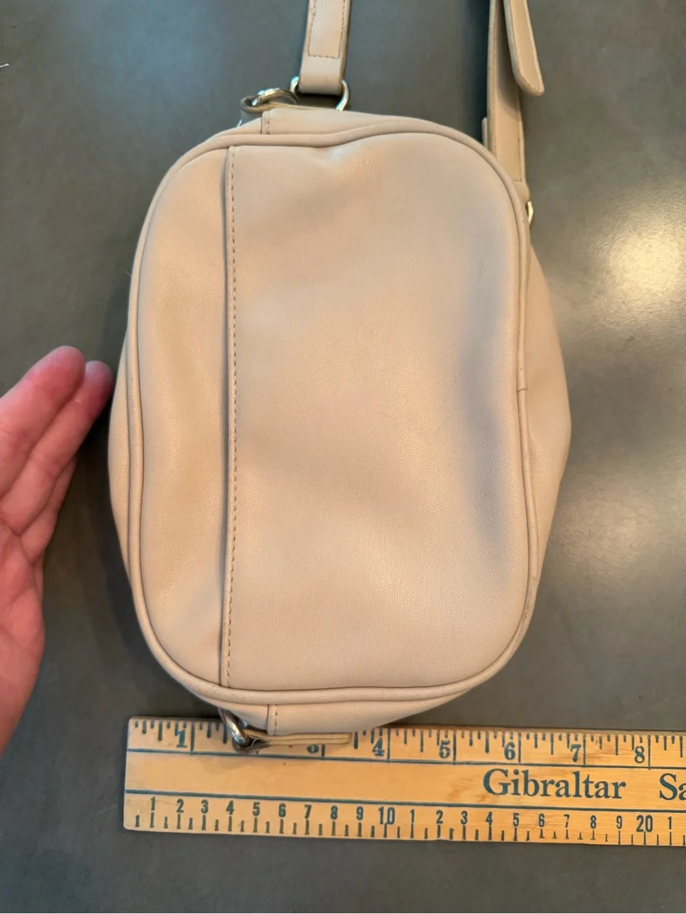 Badgley Mischka Beige Quilted Crossbody/Camra Bag with Silver Logo